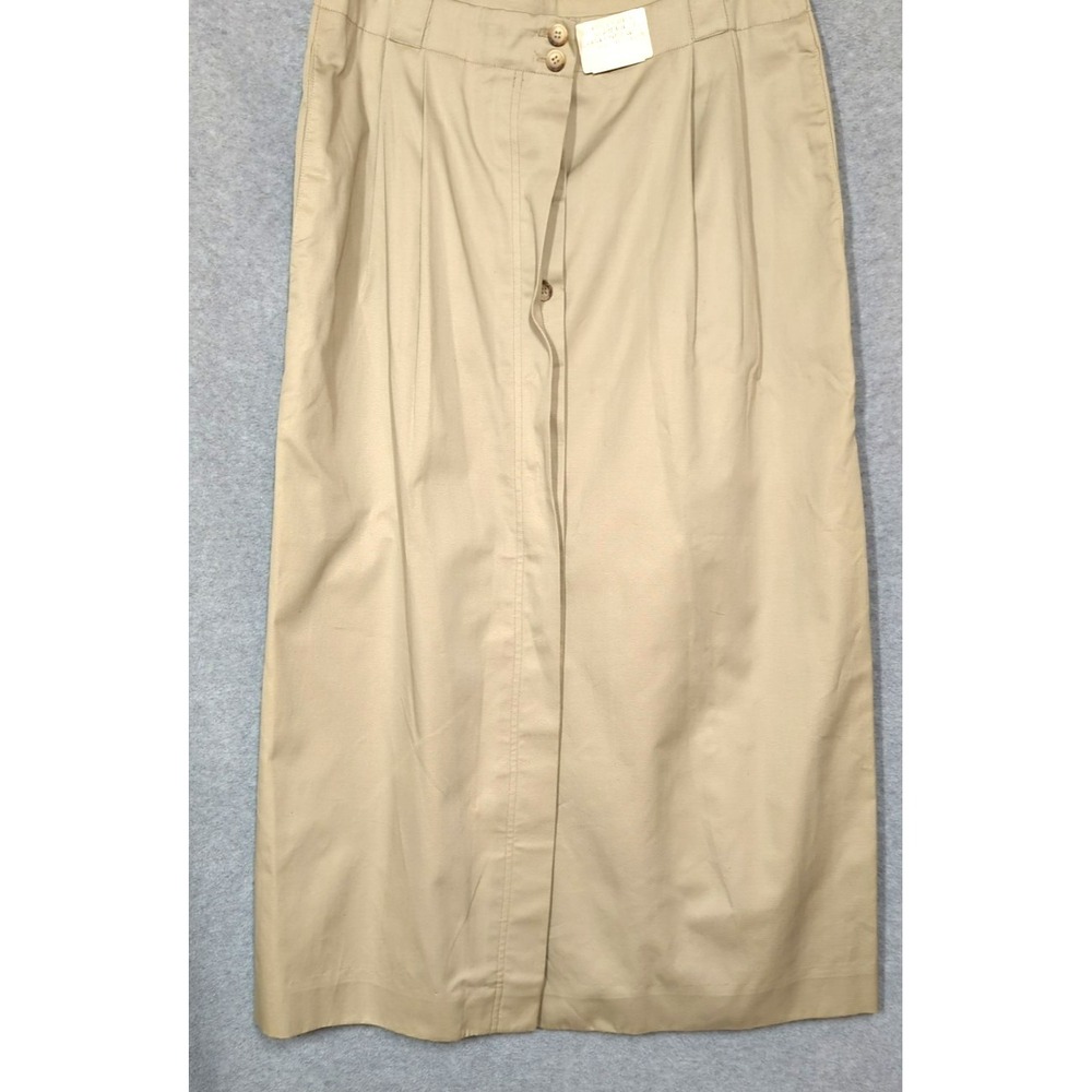 New Vtg Button Up Midi Skirt 12 Khaki Kenneth Gordon Classic Minimalist Capsule